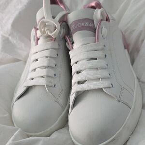Dolce & Gabbana White and Pink Sneakers
